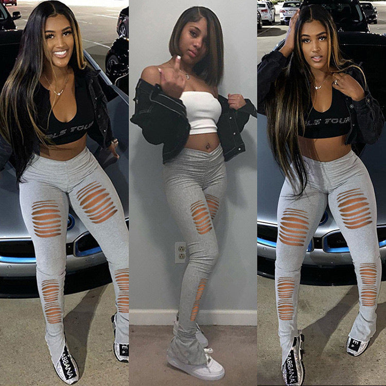 Solid Cut Out Pants