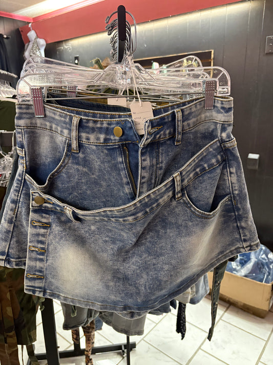 Faded Denim Skort